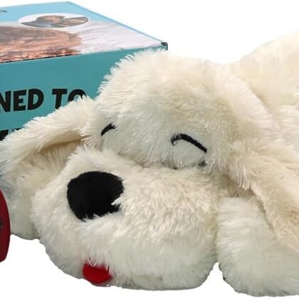 Original Snuggle Puppy Heartbeat Puppy Toy - Heartbeat Puppy for Dogs - Pet Anxiety Relief and Calming Aid - Comfort Dog Toy - Behavioral Training and Sleep Aid Cuddle buddy - Crate Training Essential