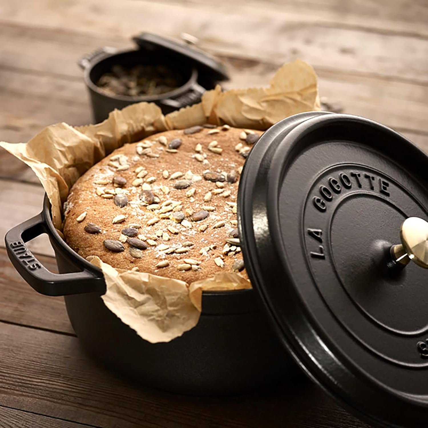 STAUB Cast Iron Dutch Oven 5.5-qt Round Cocotte, Made in France, Serves 5-6, Black Matte - Image 4