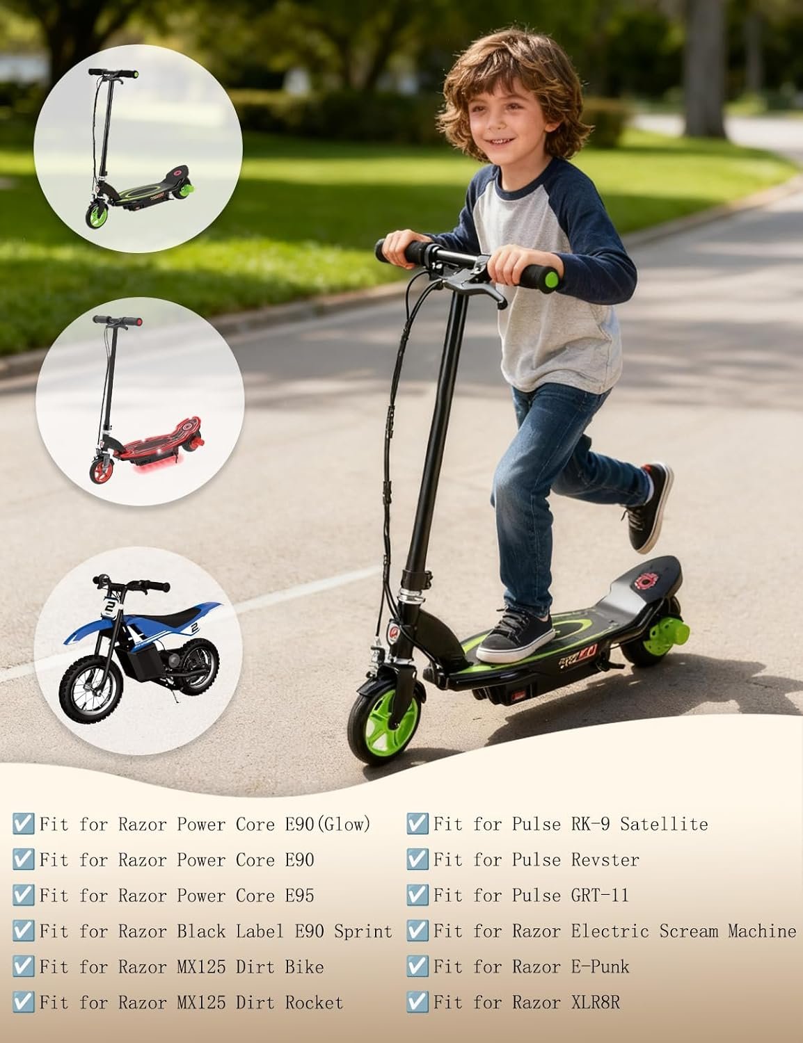 12V Charger for Razor Power Core E90 E95 Replacement Black Label E90, MX125 Dirt Rocket, XLR8R and E-Punk Kids Ride on Car Toys Battery Adapter Replacement Power Cord 6.5Ft - Image 2