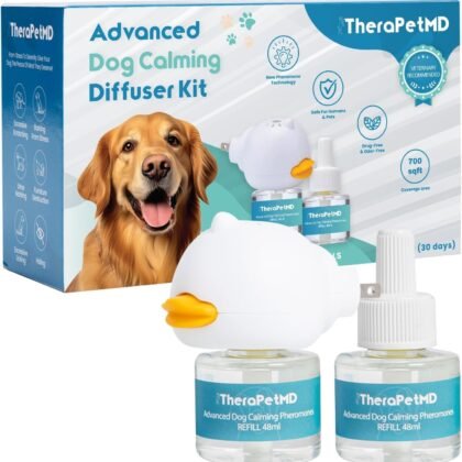 TheraPet MD 60-Day Dog Calming Diffuser - for Stress, Destructive Behavior, Pee Accidents, Separation Anxiety, Barking, Aggression & Chewing - 60-Day Refill Included - Packaging May Vary