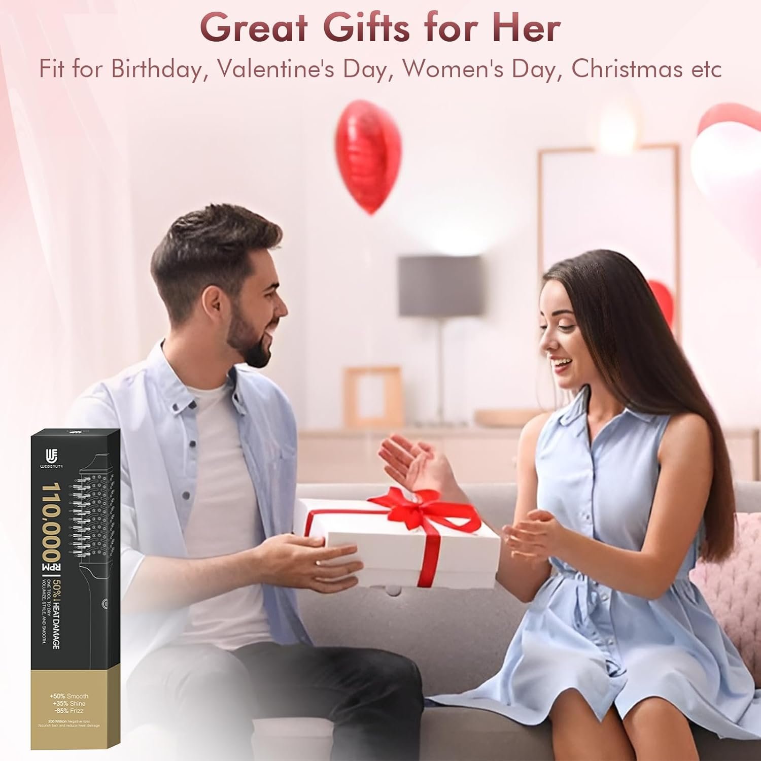 Blow Dryer Brush Hair Straightener: High Speed Hot Air Styler 110,000 RPM for Fast Drying Straightening Volumizing, One Step Volumizer with PTC Smoothing Comb Negative Ion for Silky Frizz-Free - Image 6