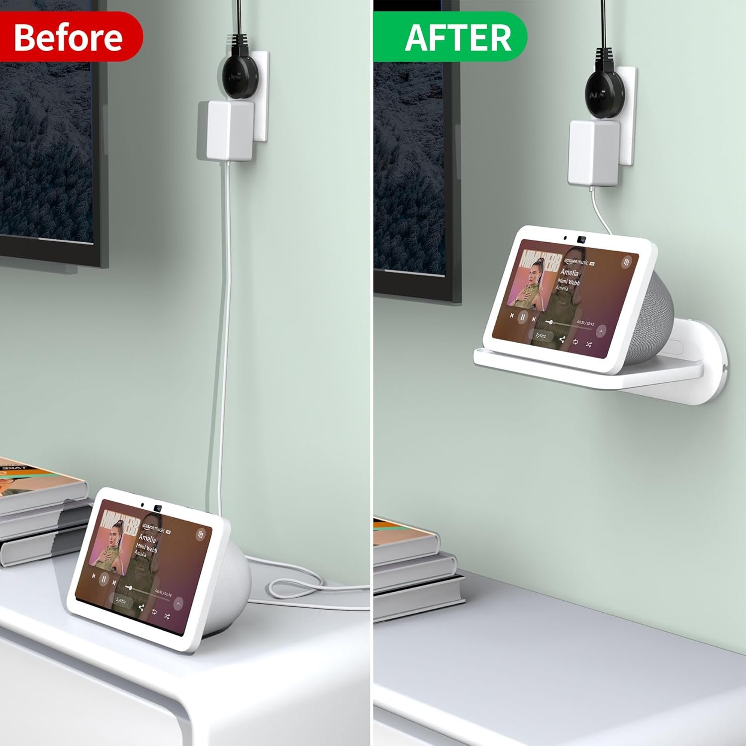 HomeMount Mount for Google Nest Hub Max - Wall Mount Holder Shelf Compaitble with NEST HUB MAX (White) - Image 3