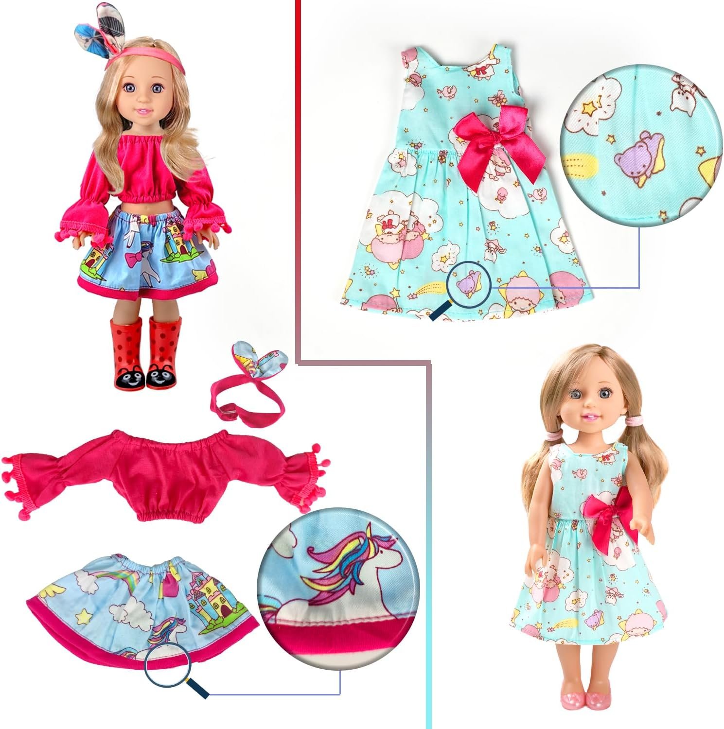 10-Sets Doll-Clothes for American-14-inch-Dolls - Compatible with 14.5-inch-Dolls Handmade Clothes and Outfits Accessories Christmas Birthday Gift for Little Girl - Image 5