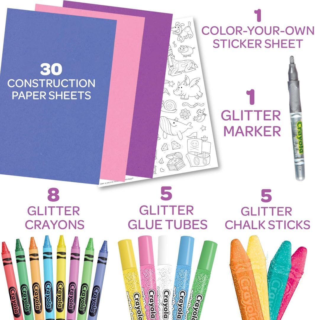 Crayola All That Glitters Art Case (50+pcs), Glitter Crayons & Coloring Supplies, Kids Art Set, Gifts for Girls & Boys, Ages 5+ - Image 3