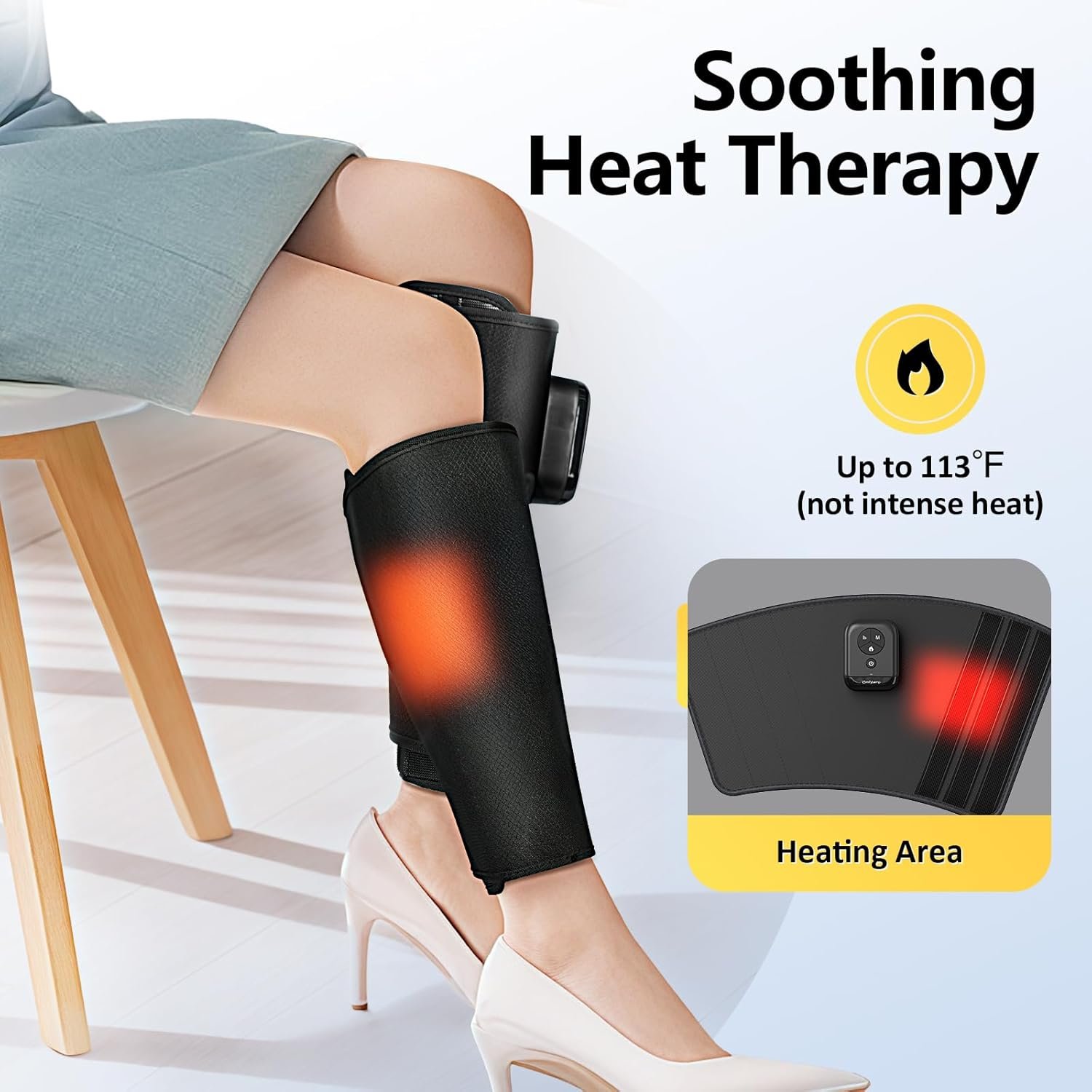Comfytemp Cordless Leg Massager for Circulation and Pain Relief, Birthday Gift for Dad Mom Men Women, Portable Calves Massage with Heat and Compression, for RLS Edema Muscles (Fit Calf Size up to 18") - Image 8