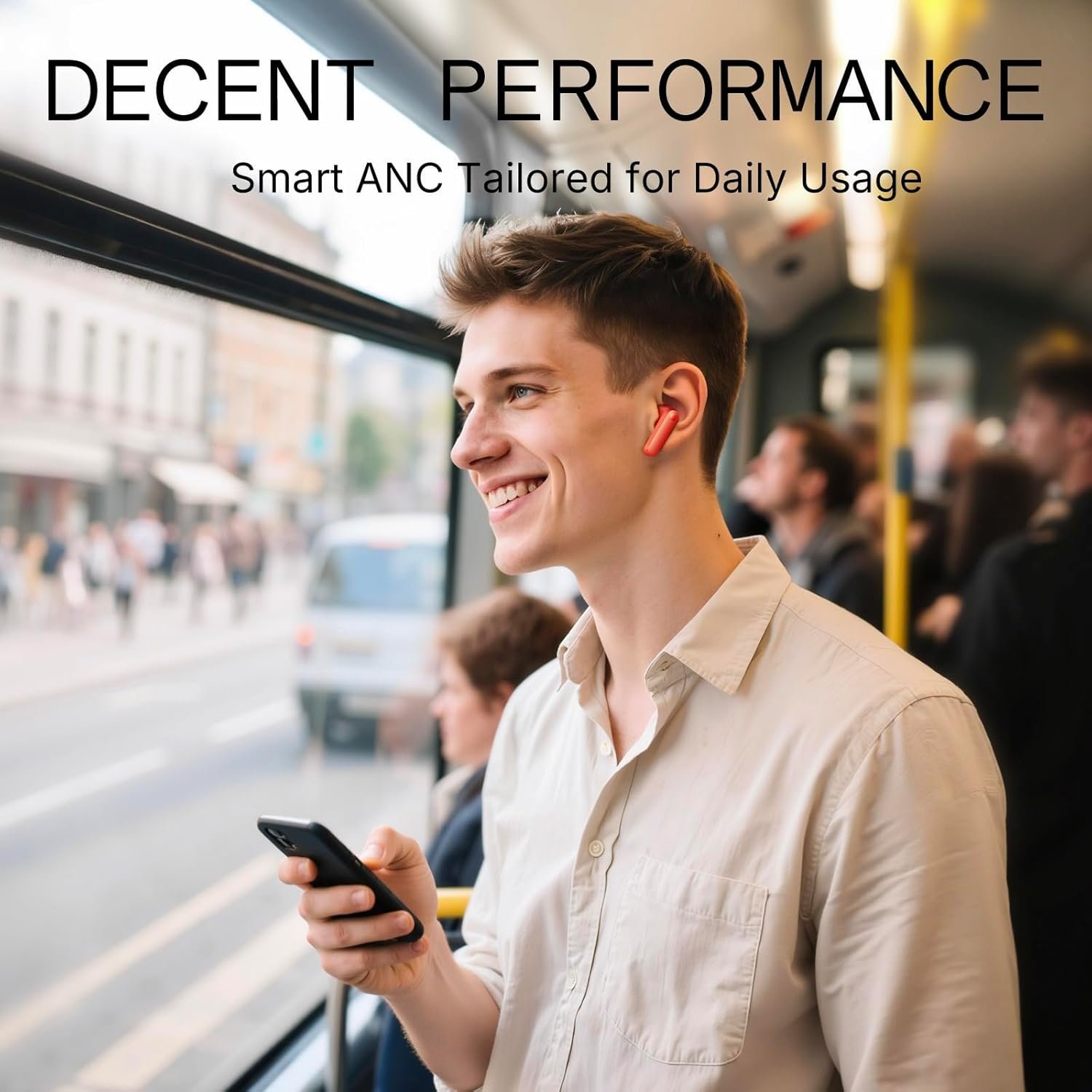 CMF Buds 2a Wireless Earbuds 2025 New Active Noise Cancelling 42dB Hybrid ANC Bluetooth Headphones, 12.4mm Dynamic Driver for Big Bass, 4 Mics Clear Calls, Sport Ear Buds for iPhone, Android, Orange - Image 3