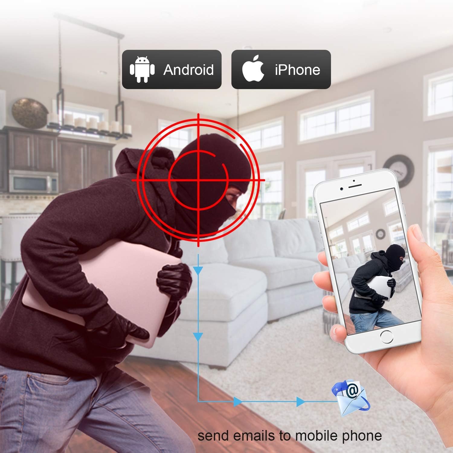 Eversecu 4Ch Home Security Camera System, 1080P DVR & 4pcs HD Weatherproof Cameras, Night Vision, Motion Alert, Remote Access, Power adapters & Premade Cables Included, No Hard Driver - Image 4