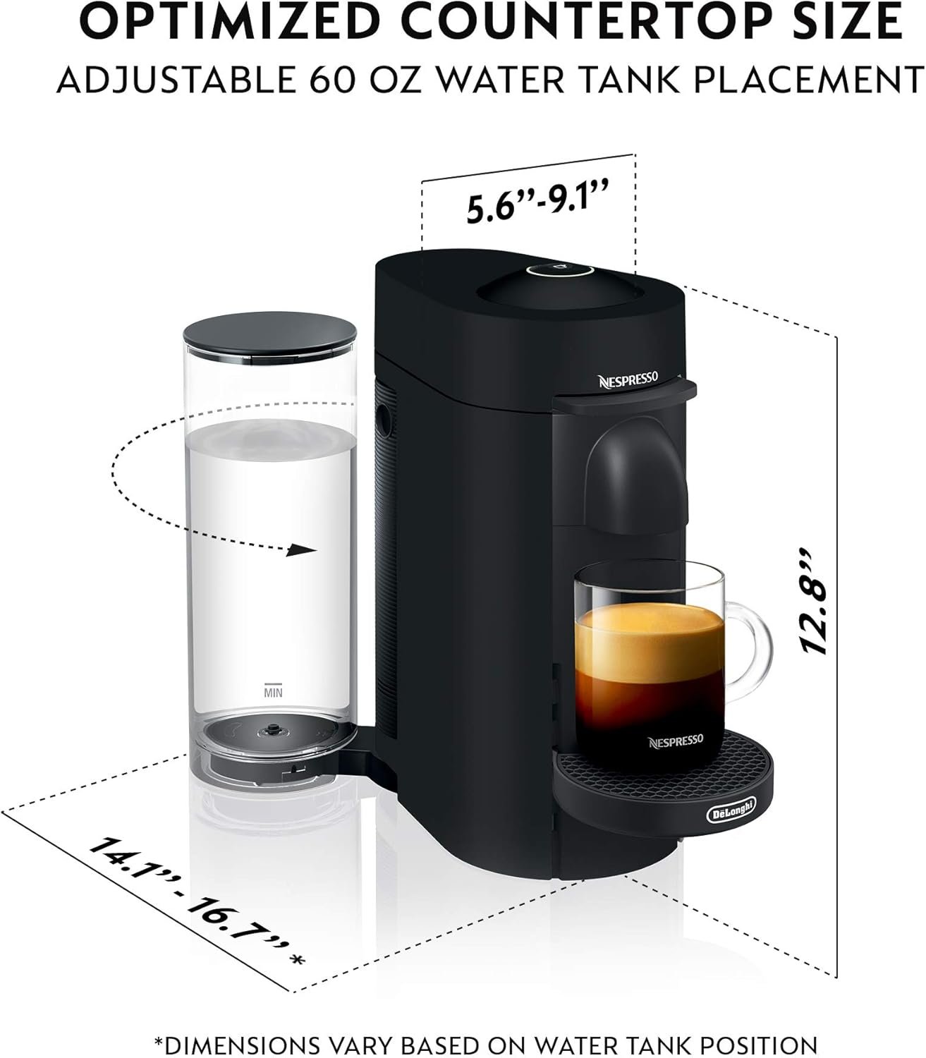 Nespresso Vertuo Plus Deluxe Coffee and Espresso Maker by De'Longhi, Matte Black with Aeroccino Milk Frother - Image 3
