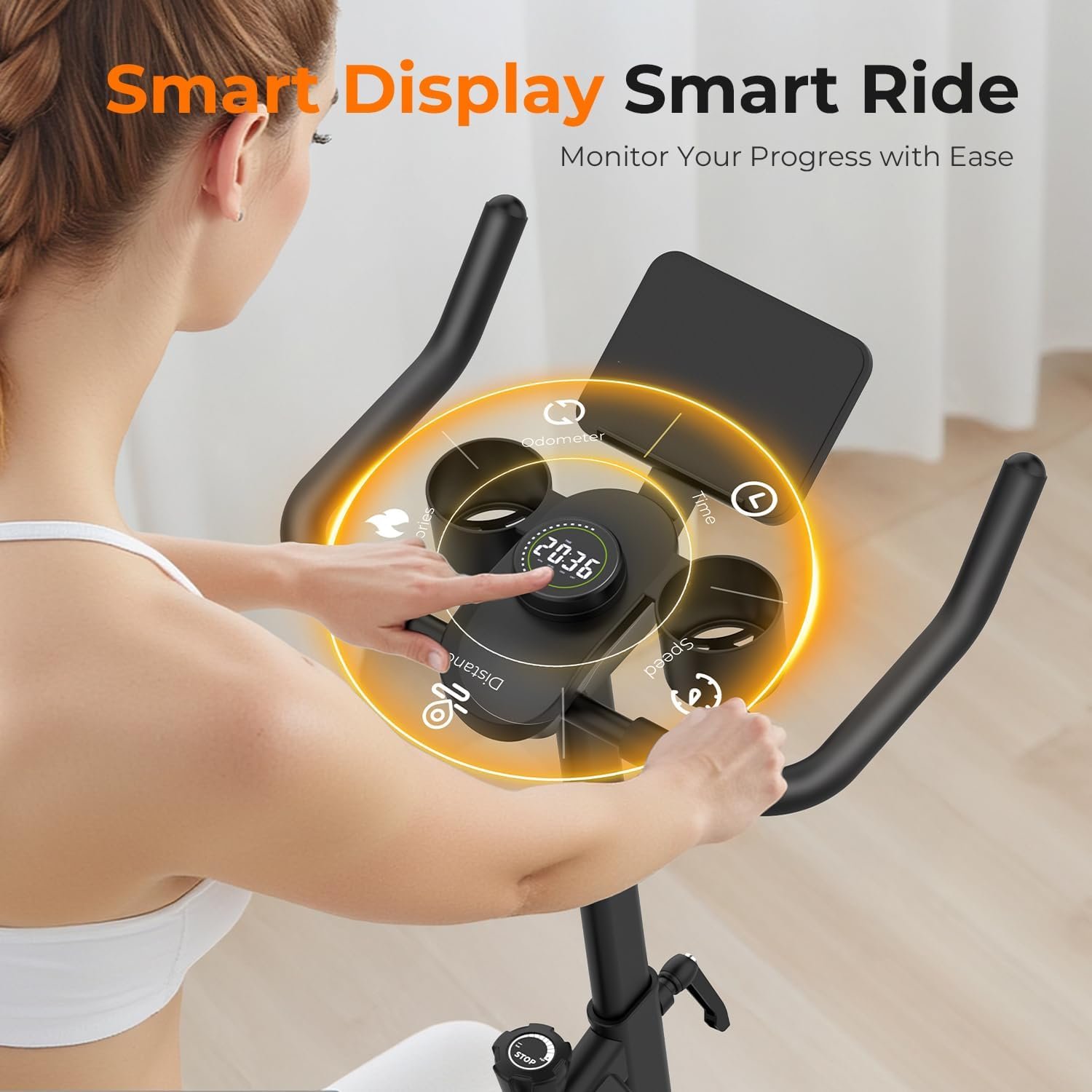OWLSKY Exercise Bike with APP, Magnetic Resistance Indoor Cycling Bike, 300 lbs Capacity Quiet Stationary Bike for Home Gym Cardio Workout, Adjustable Seat & Tablet Holder - Image 7