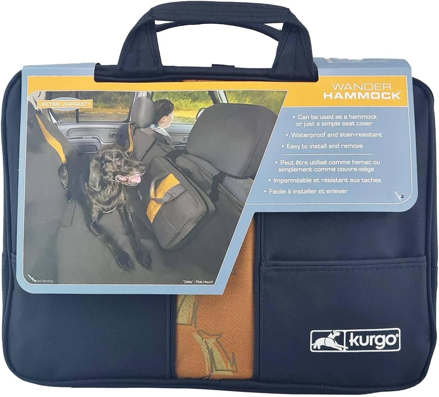 Kurgo Wander Dog Hammock Car Seat Cover for Pets, Pet Seat Cover, Car Hammocks for Dogs, Water-Resistant (55" Wide, Black)