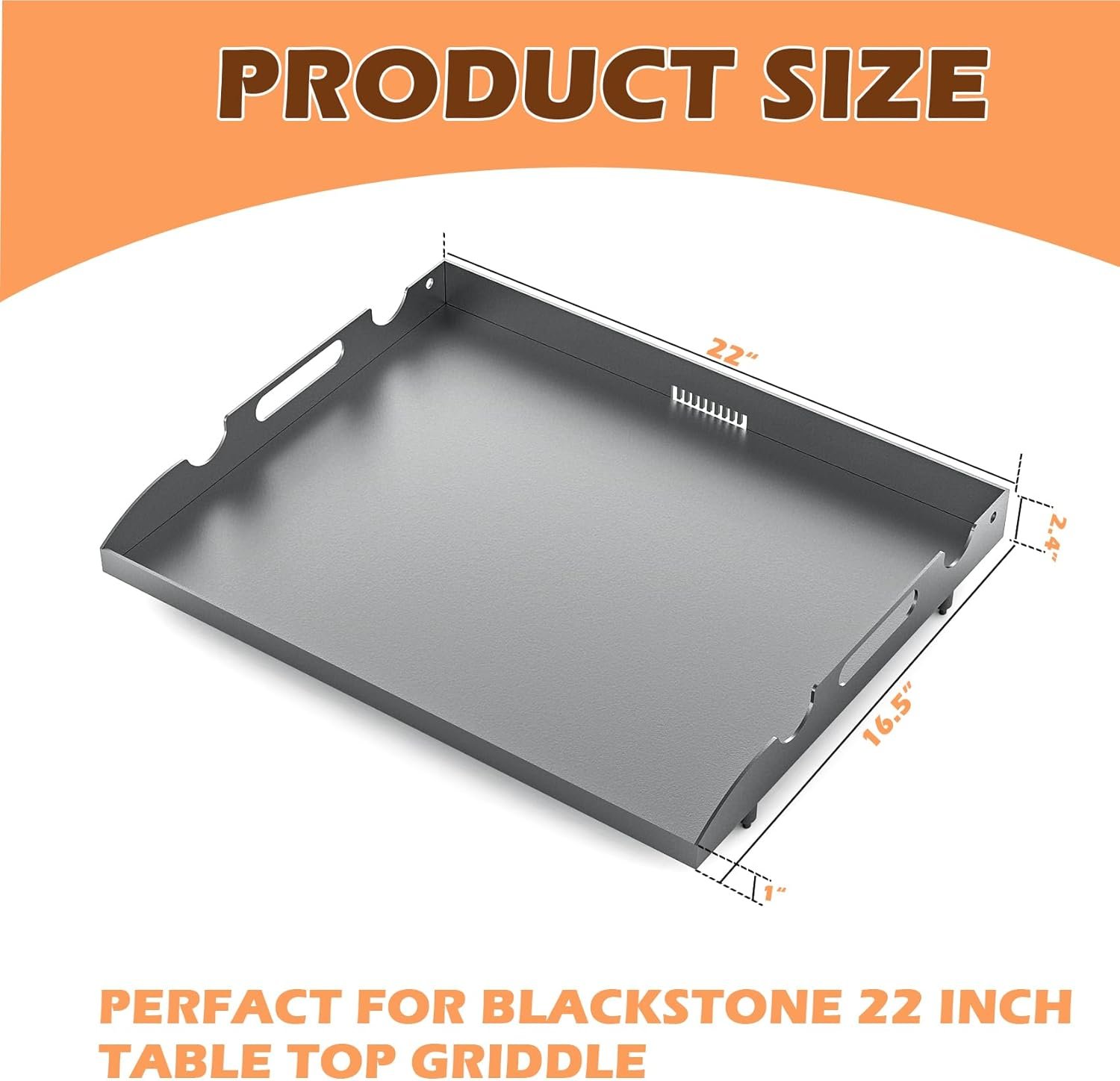 New Upgrade 22 inch Griddle Replacement Top for Most Blackstone 22 inch Tabletop Grill with Rear Grease System, Blackstone 2 Burner Flat Top Gas Griddle Grill Replacement Parts - Image 2