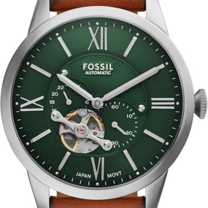 Fossil Men's Townsman Automatic Stainless Steel and Leather Two-Hand Skeleton Watch