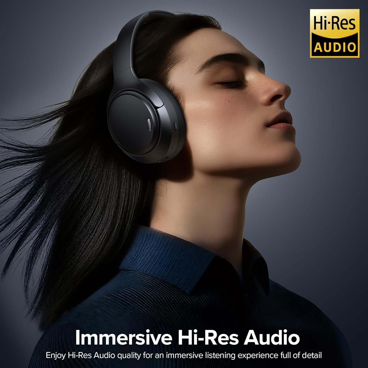 Hybrid Active Noise Cancelling Headphones Wireless, 120Hrs Playtime, 6 ENC Clear Mic, Over Ear Bluetooth Headphones with Hi-Res Audio Comfort Earcup Foldable ANC Headphone for Travel Game Home Office - Image 7