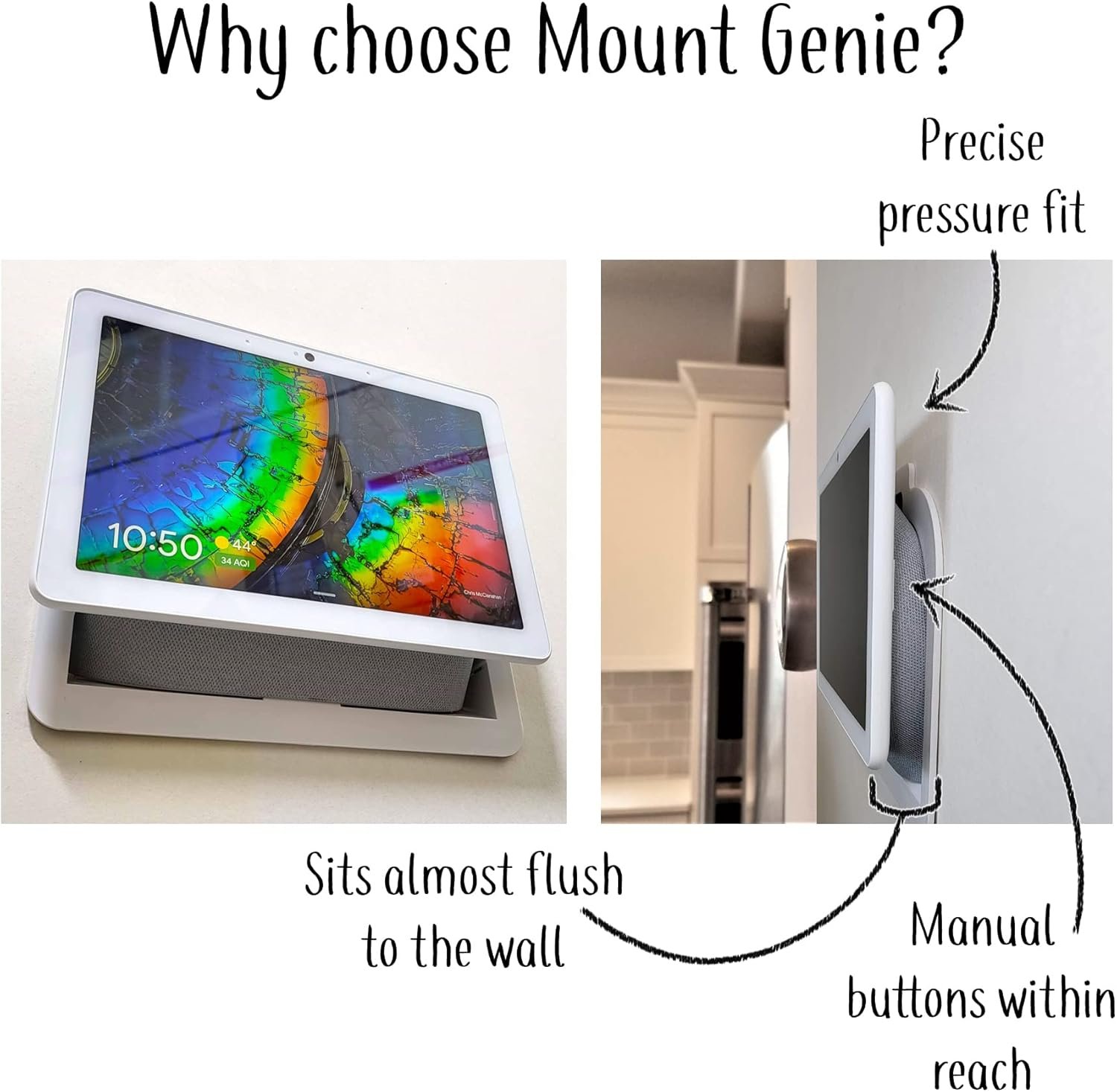 Mount Genie Simple Built-in Google Nest Hub MAX Wall Mount: The Perfect Smart Home Command Center | Fully Exposed Speakers | Designed in The USA - Image 2