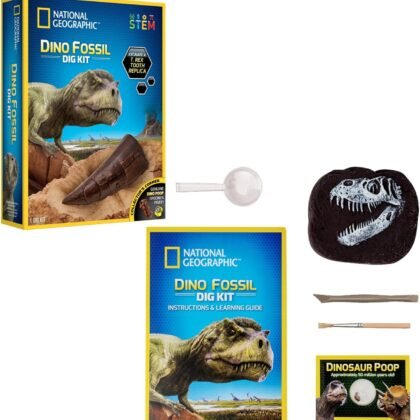 Bandai National Geographic - Excavation Kit - 3 Dinosaur Fossils to Dig Out - Educational and Science Game - STEM - JM80568M
