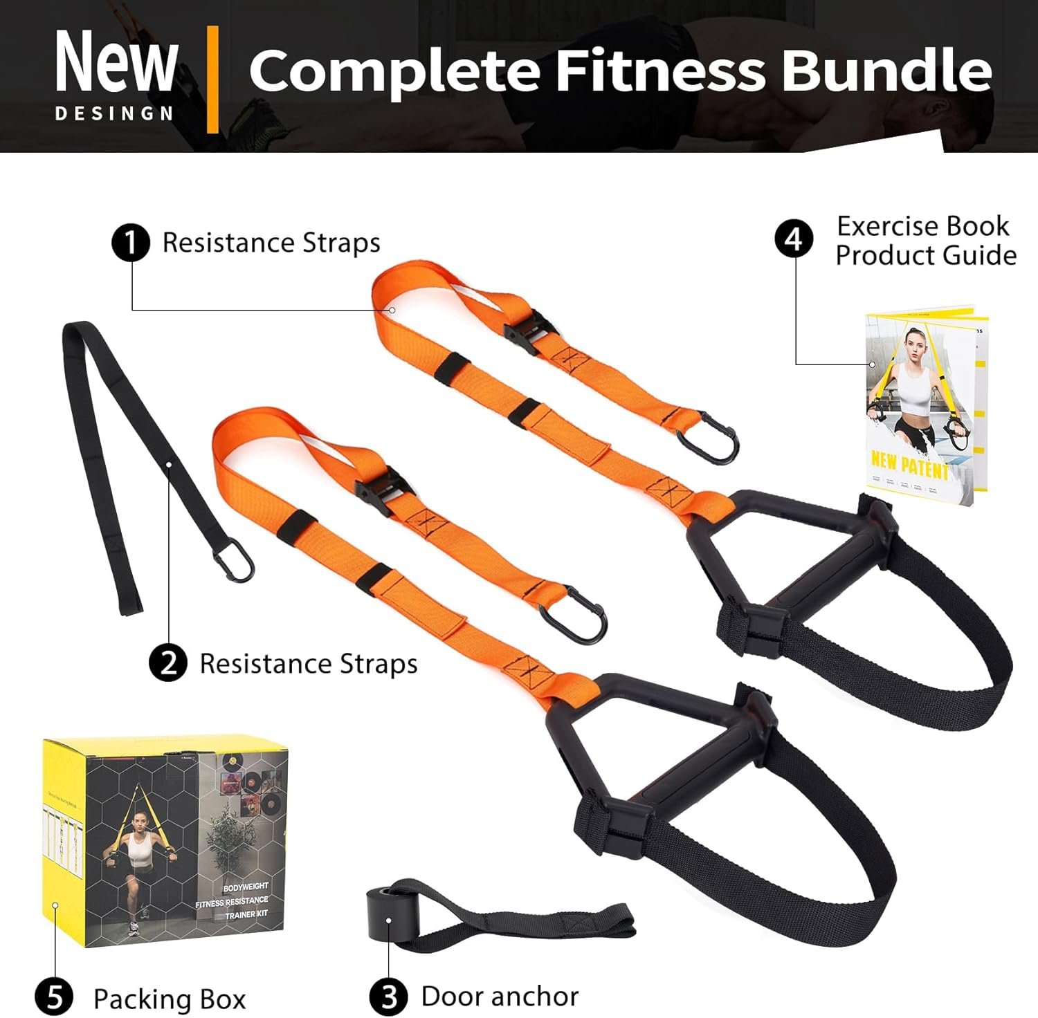 Moulyan Bodyweight Resistance Training Straps,Suspension Training straps Complete Home Gym Fitness Trainer kit for Full-Body Workout Easy Setup Gym Home Outdoors - Image 7