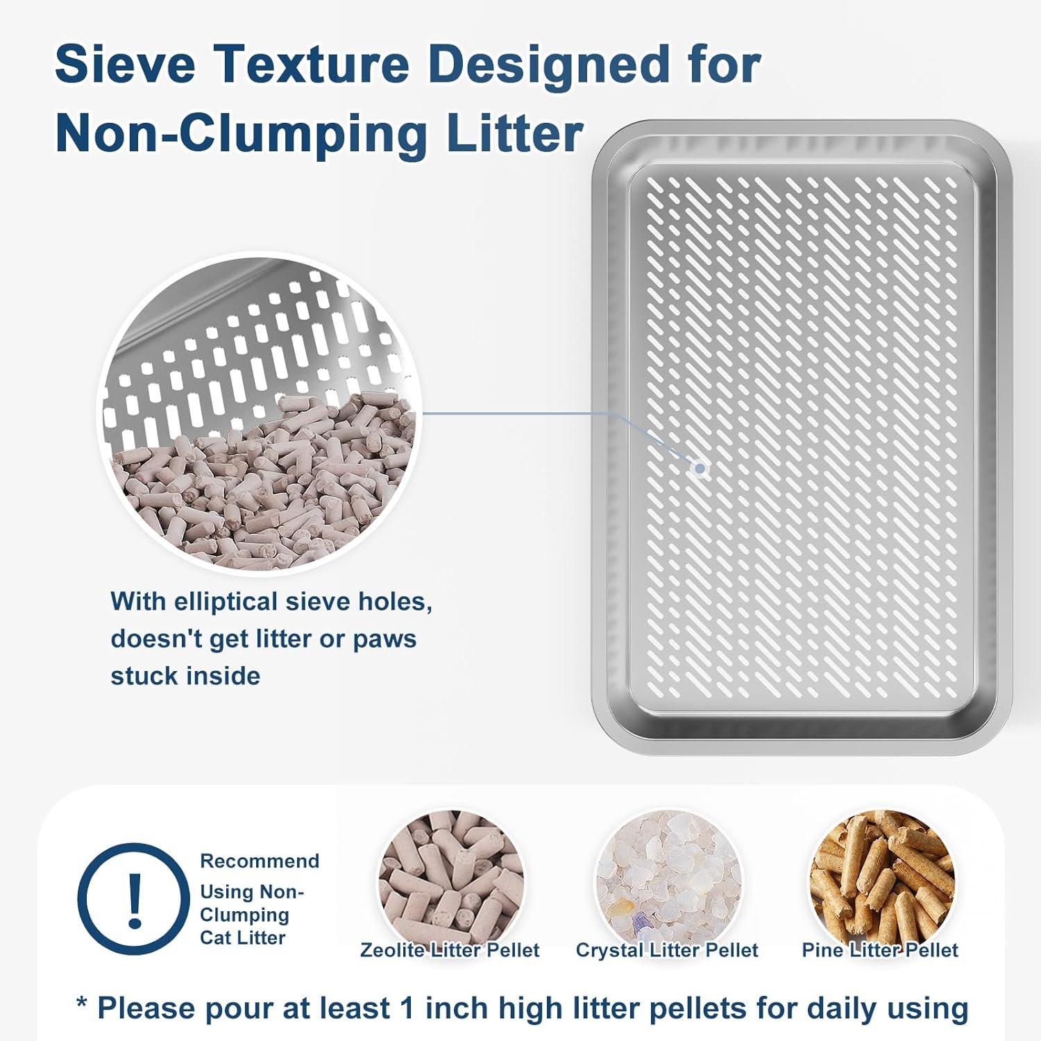 23.6''x16''x12'' Enclosed Stainless Steel Litter Box with Lid, XL Sifting Litter Box for Pine Pellets, High Sides Metal Litter Box System for Big Cats, Anti-Leakage, Easy Cleaning, Less Tracking - Image 4