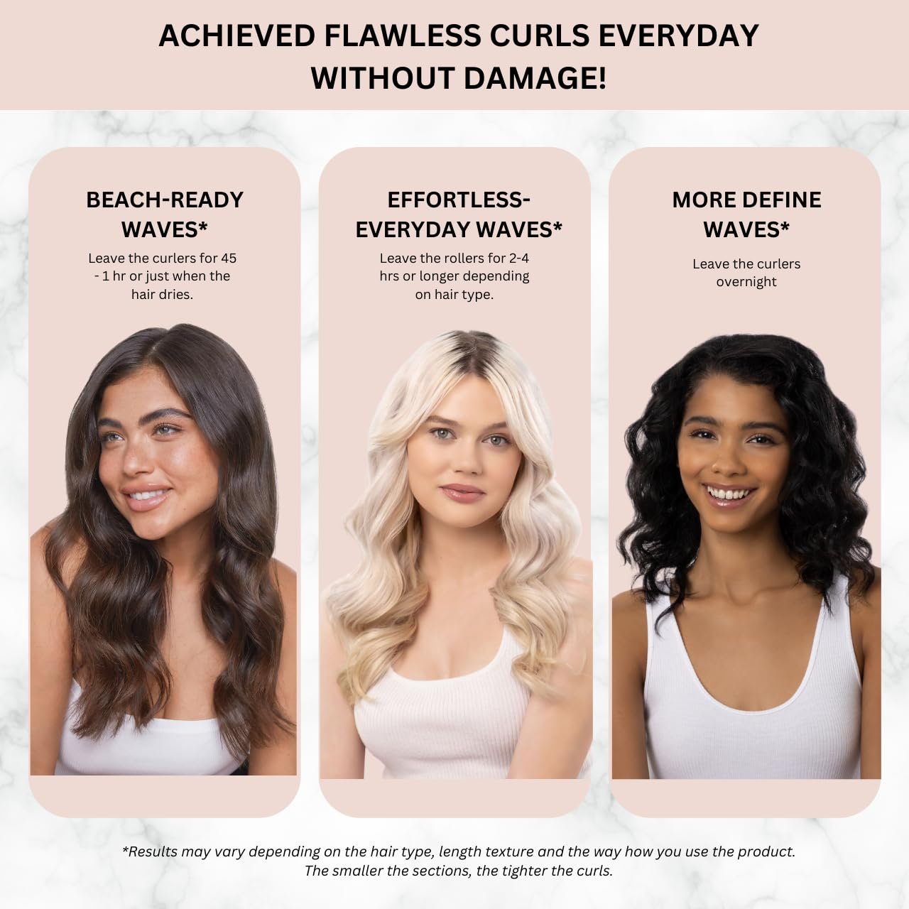 Kitsch Satin Pillow Rollers -Heatless Hair Curler, Hair Rollers, Heatless Curls Overnight, Flexible Curling Rods for Long &Short Hairs, Flexi Rod Curlers to Sleep in, Overnight Blowout Rods-6pc Marble - Image 5