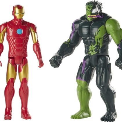 Marvel Titan Hero 12-inch Spider-Man Maximum Venom Series 2-Pack Iron Man vs Venomized Hulk