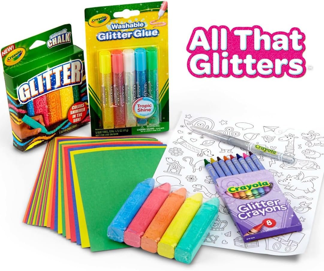 Crayola All That Glitters Art Case (50+pcs), Glitter Crayons & Coloring Supplies, Kids Art Set, Gifts for Girls & Boys, Ages 5+ - Image 4