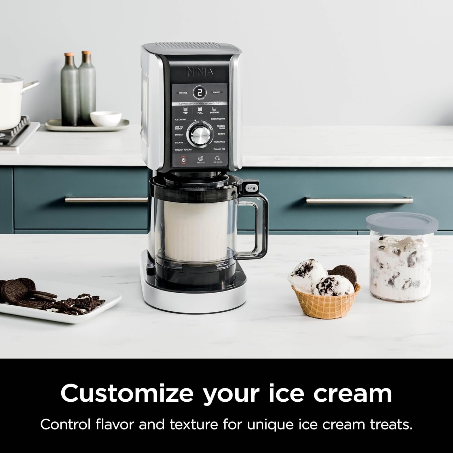 Ninja CREAMi Deluxe Ice Cream & Frozen Treat Maker, Includes (4) Family-Sized 24 oz. Tubs, for Ice Cream, Sorbet, Milkshakes, Frozen Yogurt, & More, 11-in-1, XL Capacity, Silver - Image 4