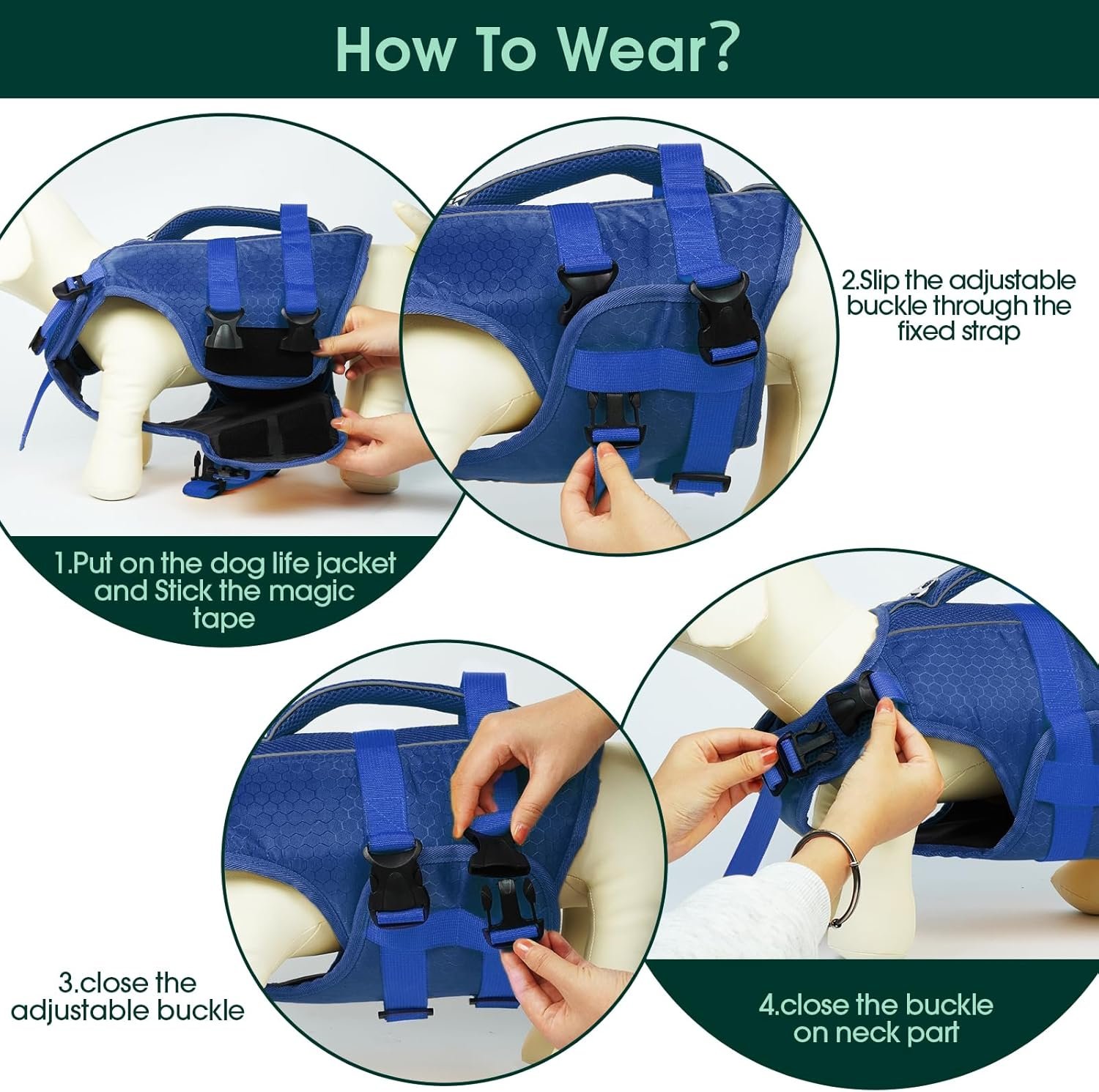 Kuoser Dog Life Jacket High Flotation, Reflective Dogs Life Vest for Swimming Boating, Adjustable Small Medium Large Dog lifejacket, Lightweight Dogs Life Preserver Rescue Handle Spring Summer Pool - Image 7