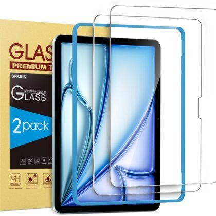 SPARIN 2 Pack Screen Protector for iPad Air 11-inch M3 2025 & M2 2024, (iPad Air 7th/6th Generation), Tempered Glass-Apple Pencil Pro & Case Compatible, Anti-Scratches, High Definition