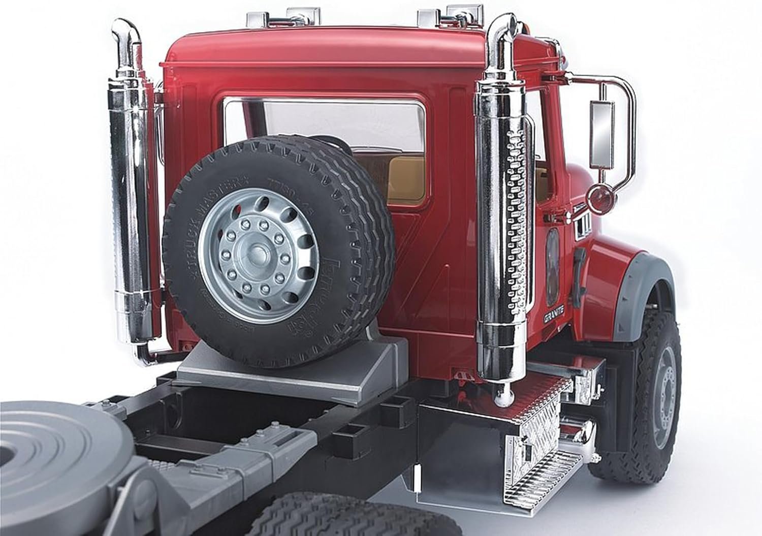 Bruder Toys 02813 Mack Granite Flatbed Truck with JCB Loader Backhoe - Image 5