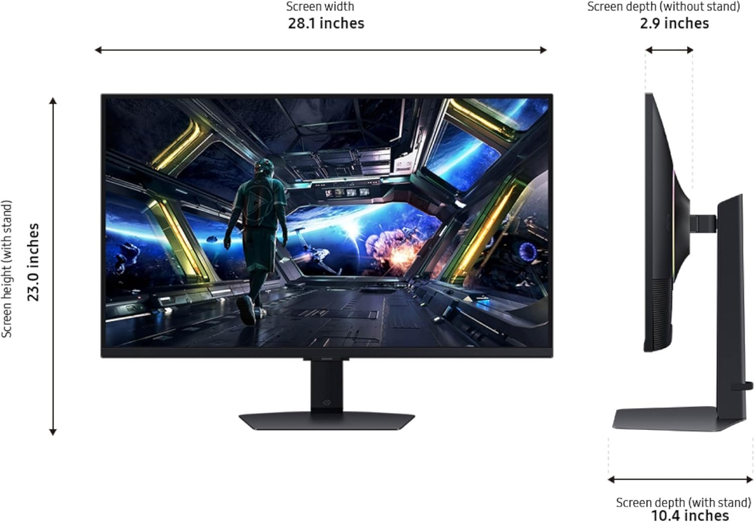 Samsung 32” Odyssey G7 (G70D) 4K UHD IPS 144Hz 1ms(GtG) Smart Gaming Monitor, G-Sync Compatible, AMD Freesync Premium, Vivid Colors, Adjustable Stand, Black Equalizer, LS32DG702ENXZA - Image 4