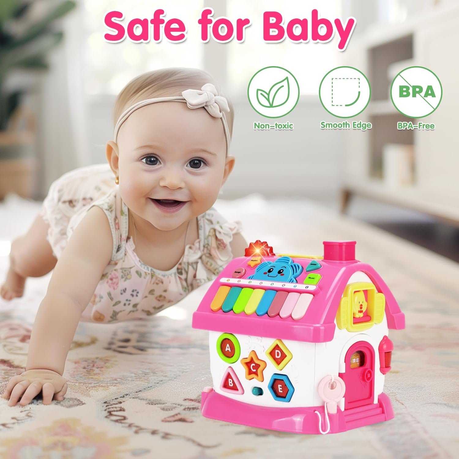 Toys for 1+ Year Old Girl Gifts: Montessori Musical Toddler Toys Age 1-2 - 8-in-1 Multi-Functional House Educational Baby Girl Toy 12-18 Months - First Birthday Gift for 1 2 Year Old Girls Boys Kids - Image 5