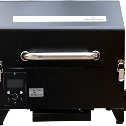 Freedom Stoves Portable Pellet Grill Smoker: Off-Grid BBQ for Camping & Tailgating, Fits Full Racks or Beer Can Chickens, 8.5LB Hopper, Peaked Lid, Dual Probes, 120V & 12V Compatible