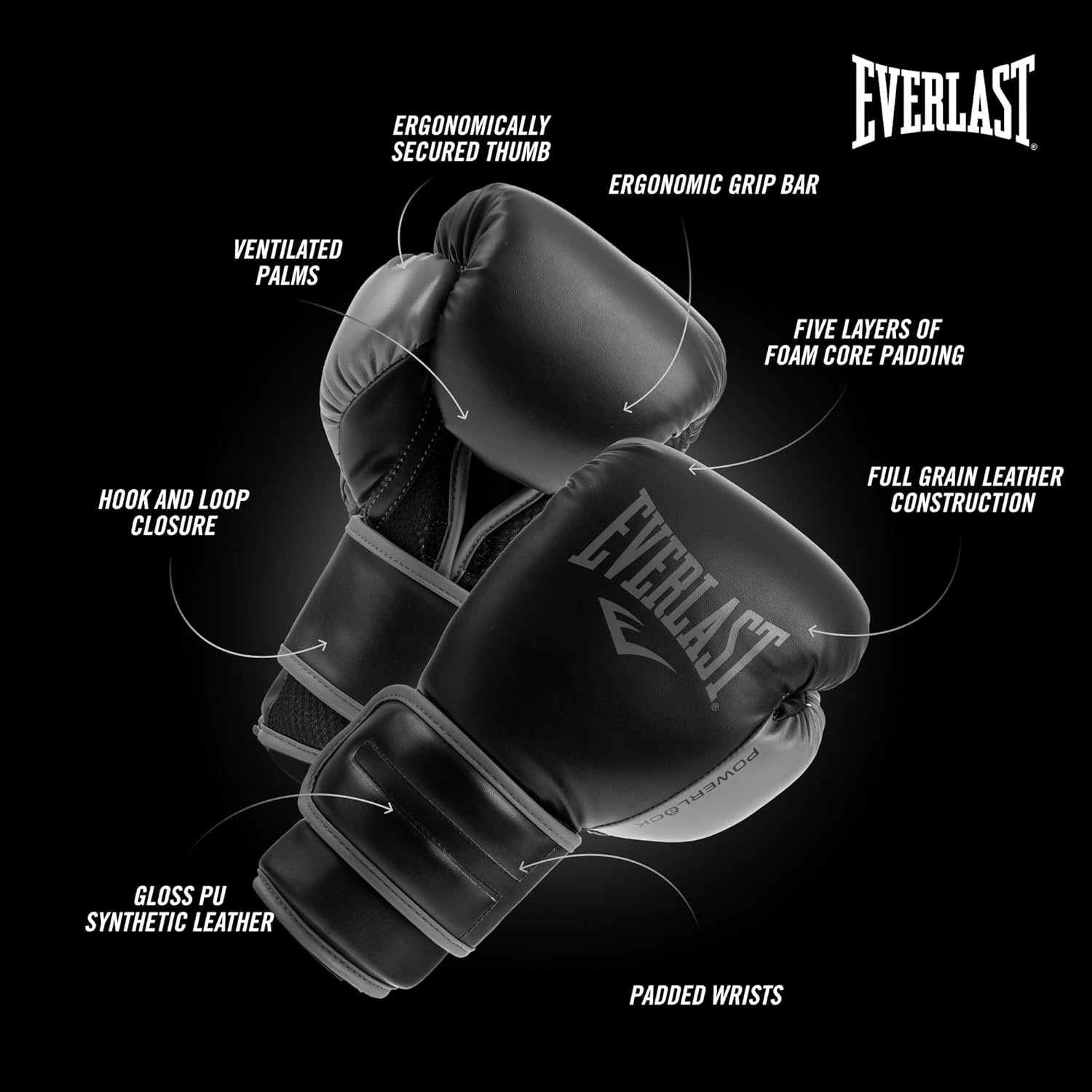 Everlast Powerlock 2 Hook & Loop Boxing Gloves | Fight Training Gloves | Hook and Loop with Durable Hand & Wrist Support | Heavy Bag & Fitness Training - Image 4
