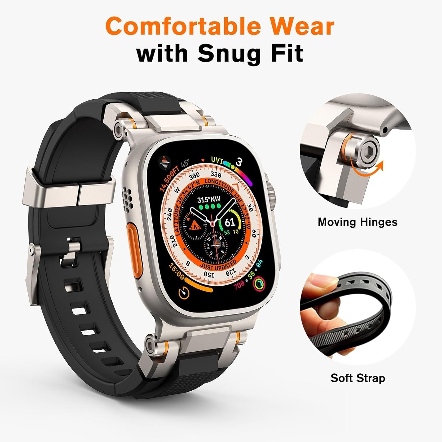 amBand M1 Sport Case Band for Apple Watch Ultra 3/2/1 & SE 3/2/1 & Series 11 10 9 8 7 6 5 4 3 49mm 46mm 45mm 44mm 42mm 41mm 40mm 38mm, Shockproof & Scratch Resistant Rugged Bumper for Men - Image 4