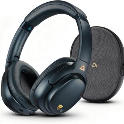 1Mii E700 Wireless Bluetooth Over Ear Headphones with Active Noise Cancelling, Hi-Res Audio LDAC/aptX Low Latency for Airplane Travel Overhead Comfort, 54H Playtime, Custom EQ via App - Blue