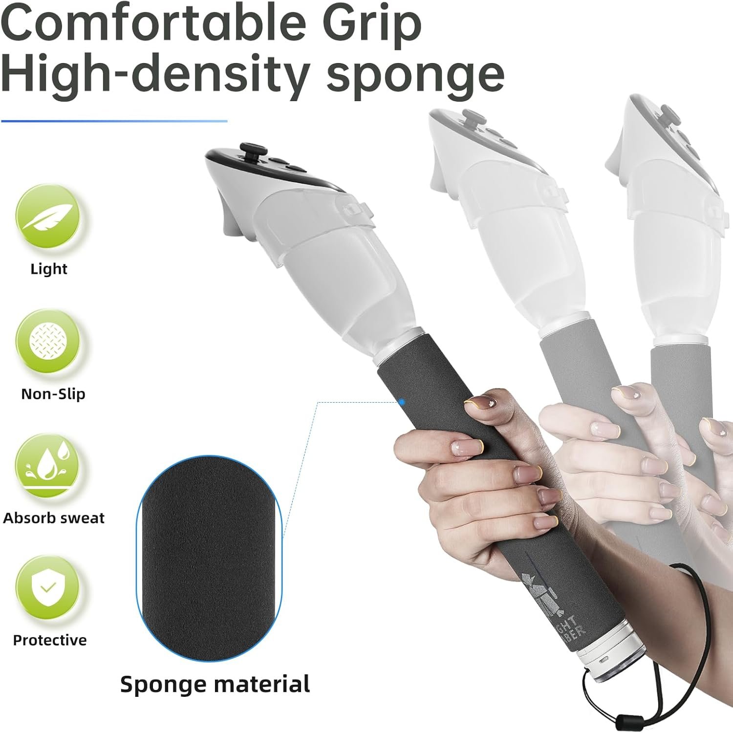 Hibloks 3 in 1 Handle Attachments Compatible with Meta Quest 3 / Oculus Quest 3S Controller, Beat Saber/Baseball/Golf Club/VR Gorilla Tag Long Arms Grips for Meta Quest 3/3S Accessories - Image 7