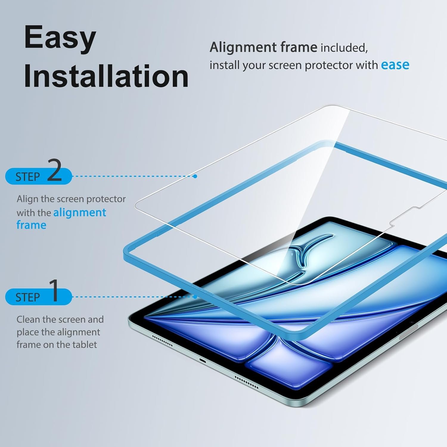 SPARIN 2 Pack Screen Protector for iPad Air 11-inch M3 2025 & M2 2024, (iPad Air 7th/6th Generation), Tempered Glass-Apple Pencil Pro & Case Compatible, Anti-Scratches, High Definition - Image 3