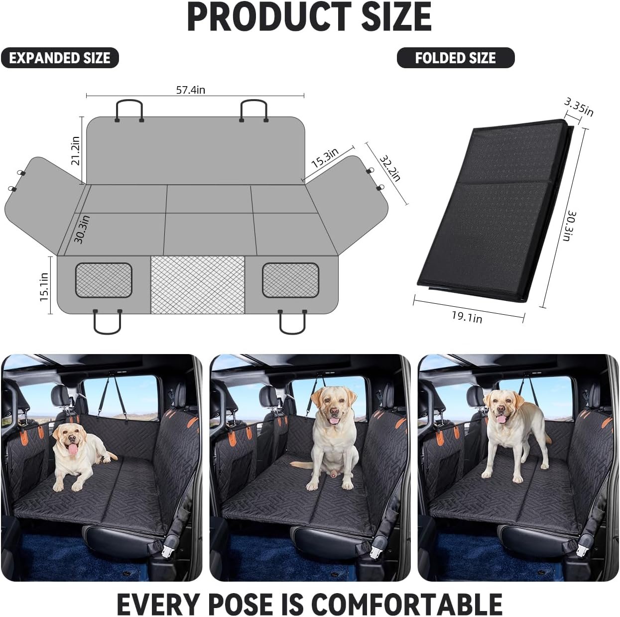 YJGF Dog Back Seat Extender for Truck,Truck Seat Cover Back Seat,Dog Hammock for Truck,Pet Seat Covers for Dogs,Hard Bottom Seat Extender for Dogs,Dog Seat Cover for F150/RAM1500/Silverado (Black) - Image 6