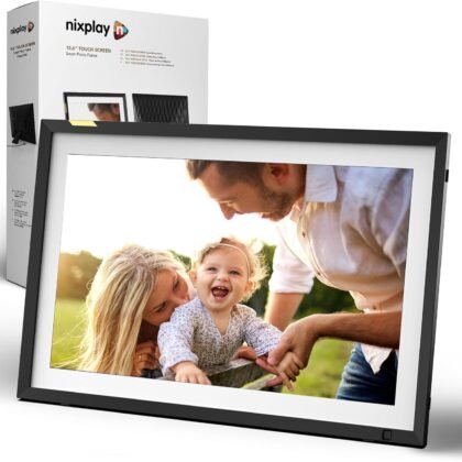Nixplay Digital Touch Screen Picture Frame with WiFi - 15.6” Photo Frame, Connecting Families & Friends (Black/White Matte)