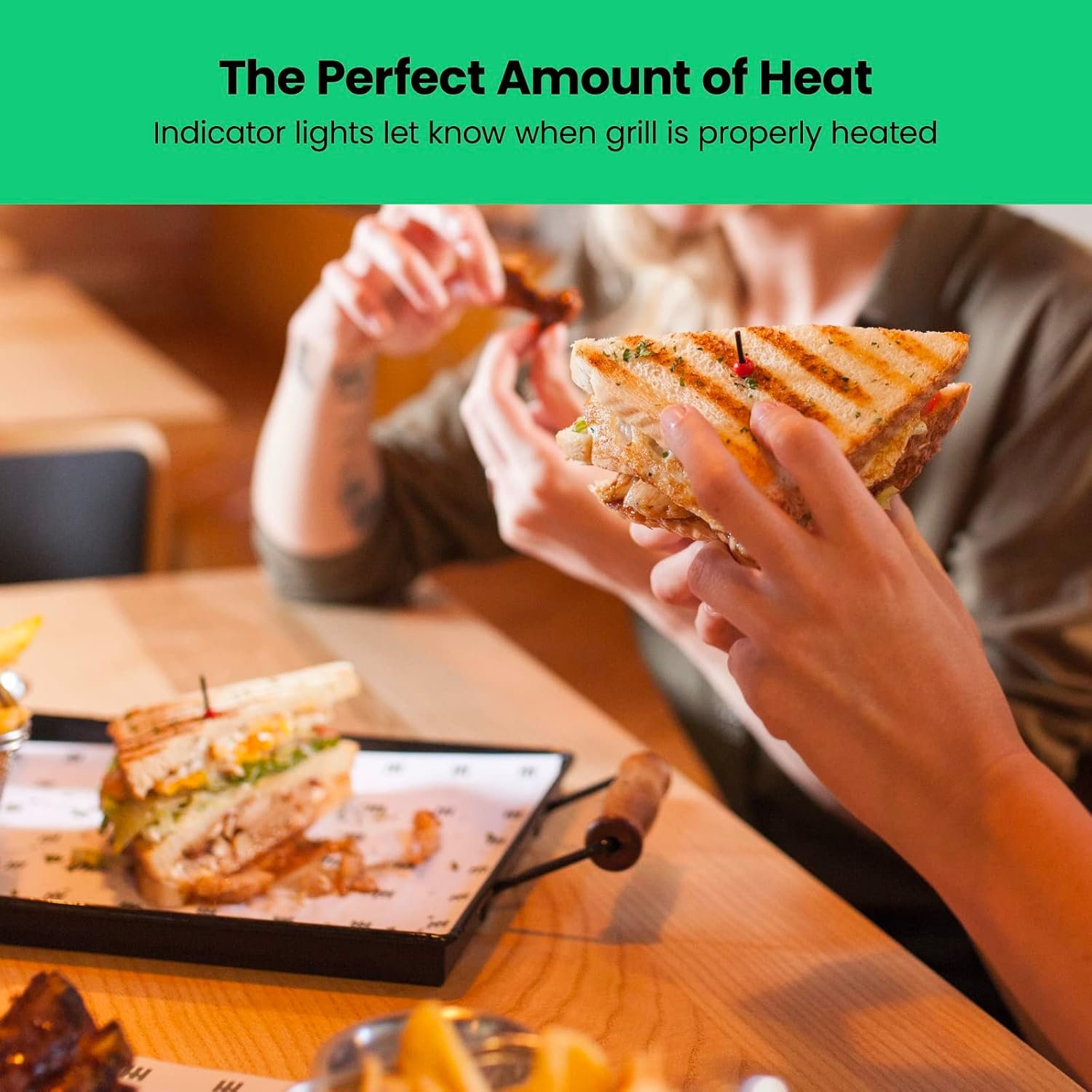 Chefman Panini Press Grill and Gourmet Sandwich Maker Non-Stick Coated Plates, Opens 180 Degrees to Fit Any Type or Size of Food, Stainless Steel Surface and Removable Drip Tray, 4 Slice, Black - Image 7