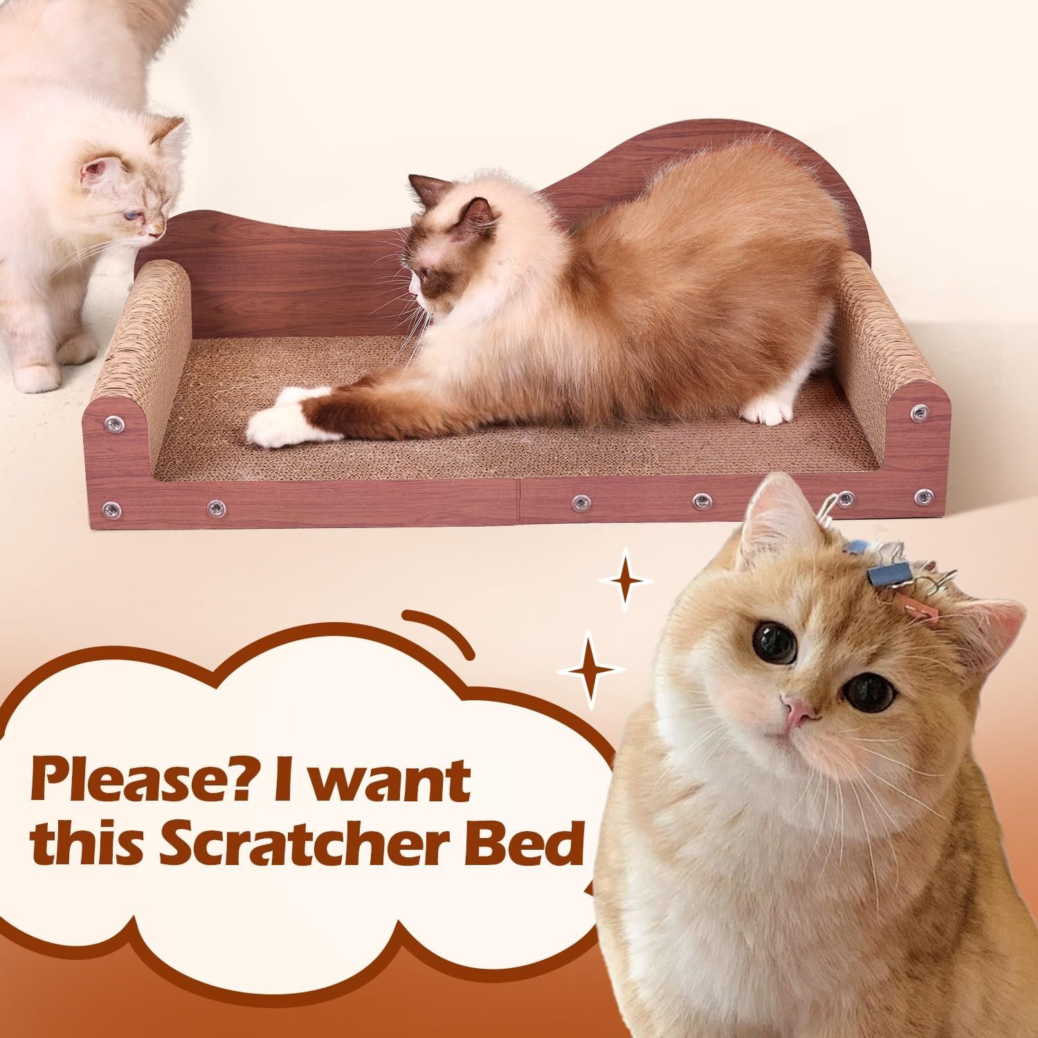 ComSaf 26.4" Large Cat Scratcher Bed, Cat Scratching Board, Durable Cardboard for Indoor Use, Extra Large Couch with Scratch Pad - Sofa Lounge - Image 7
