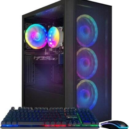 STGAubron Gaming PC Computer Desktop, Radeon RX 580 8G, Intel Core I7 8th up to 4.1GHz, 16G DDR4, 1T SSD, WiFi 6 & BT 5.2, RGB Fan x4, Windows 11 Home