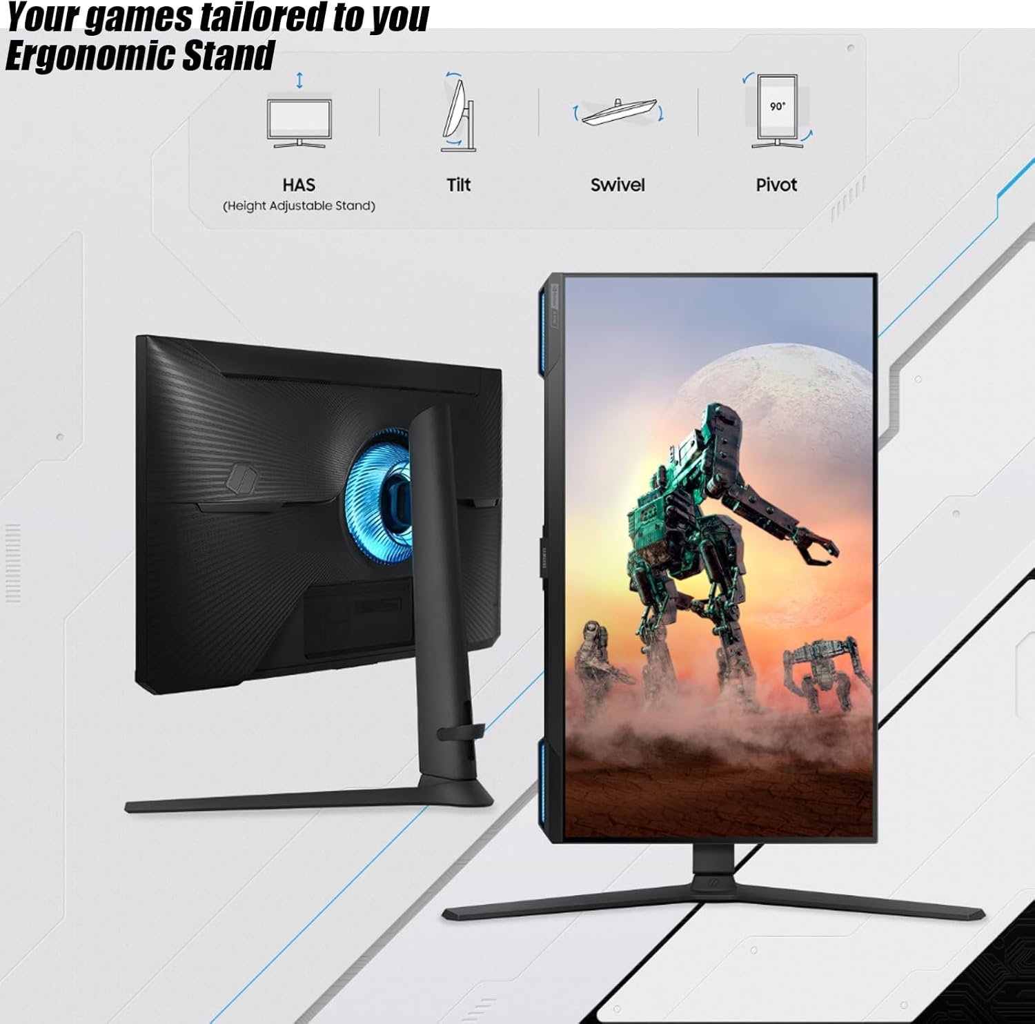 Samsung 28" Odyssey G7 4K UHD 144Hz 1ms G-Sync Gaming Monitor, HDR400, AMD FreeSync Premium Pro, Ultrawide Game View, DisplayPort, HDMI, Height Adjustable Stand, Black - Image 6