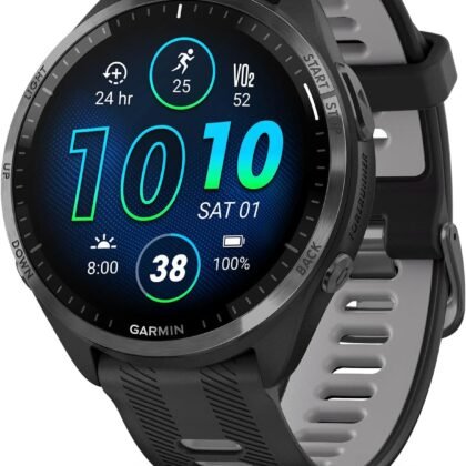 Garmin Forerunner® 965 Running Smartwatch, Colorful AMOLED Display, Training Metrics and Recovery Insights, Black and Powder Gray, 010-02809-00