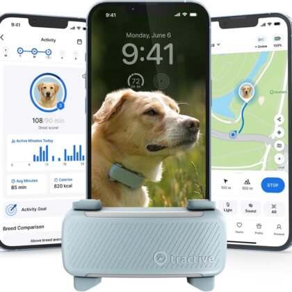 Tractive Smart Dog GPS Tracker | Live Pet Tracker with Virtual Fence | Vital Signs Monitoring of Heart & Respiratory Rate | Bark Monitoring | Dog Collar Attachment (Mint)