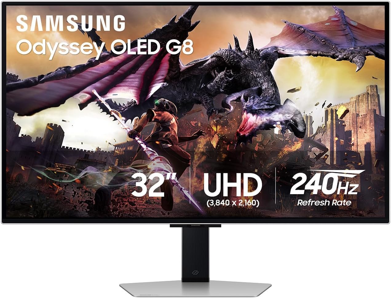 Samsung 32" Odyssey OLED G8 (G80SD) Series 4K UHD Smart Gaming Monitor w QD-OLED, 240Hz 0.03ms, G-Sync Compatible, Glare-Free Display, Sleek Metal Design, LS32DG800SNXZA, 3 Yr Warranty