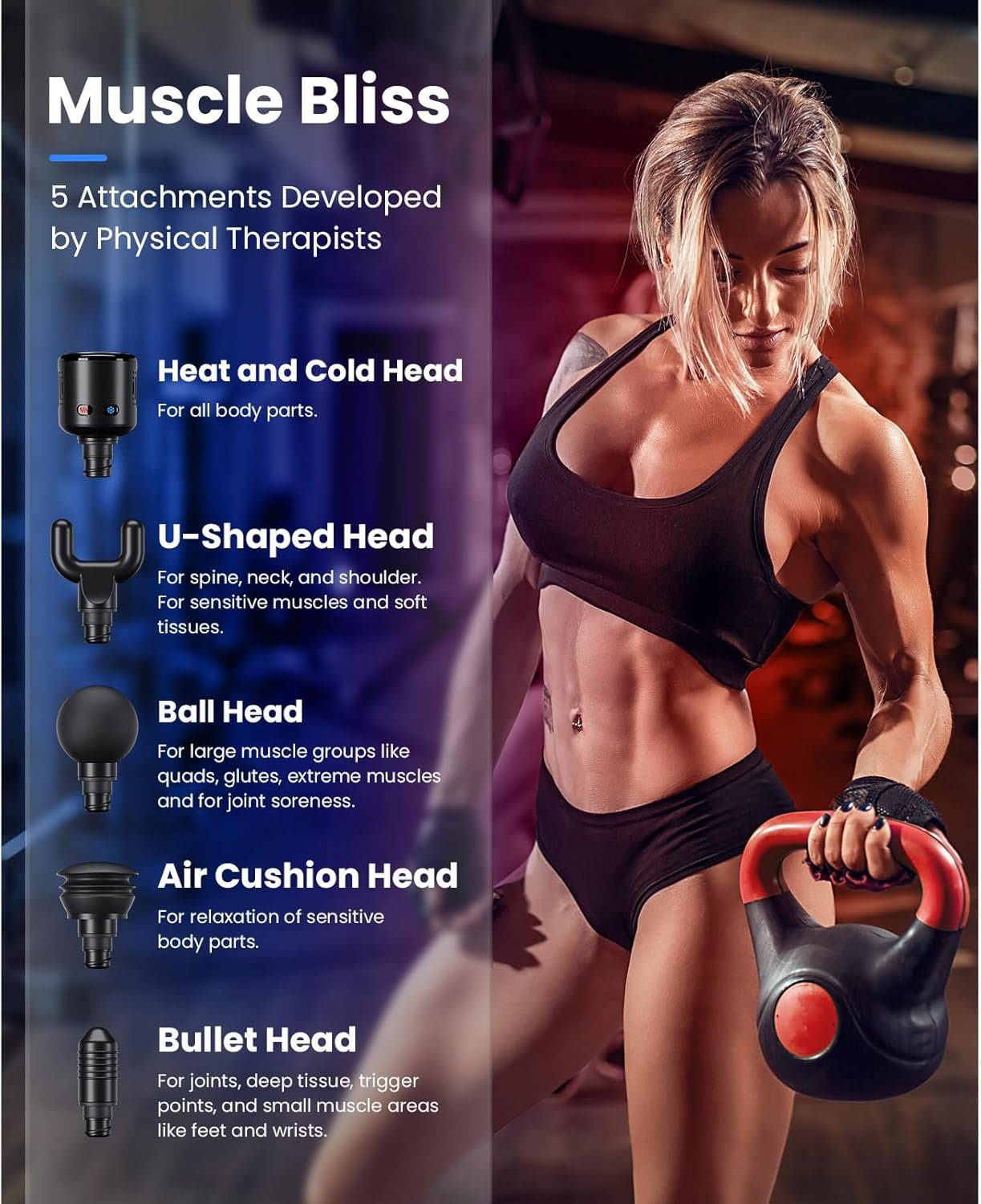 BOB AND BRAD T2 Pro Massage Gun with Heat and Cold, Deep Tissue Percussion Massager Gun for Pain Relief, Muscle Massager, HSA Electric Back Massagers for Professional Athletes FSA Eligible - Image 9