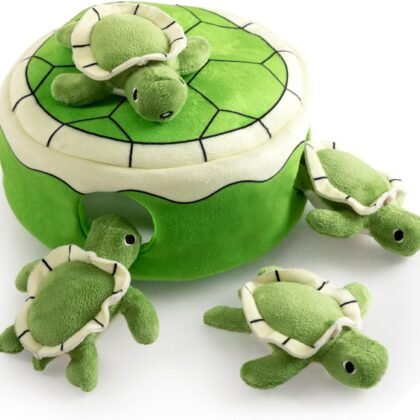 Hollypet Squeaky Dog Toy, Interactive Plush Hide and Seek Dog Toys for Small Medium Sized Dogs and Non-Aggressive Chewers, Puppy Teeth Clean Chew Toys, Turtles