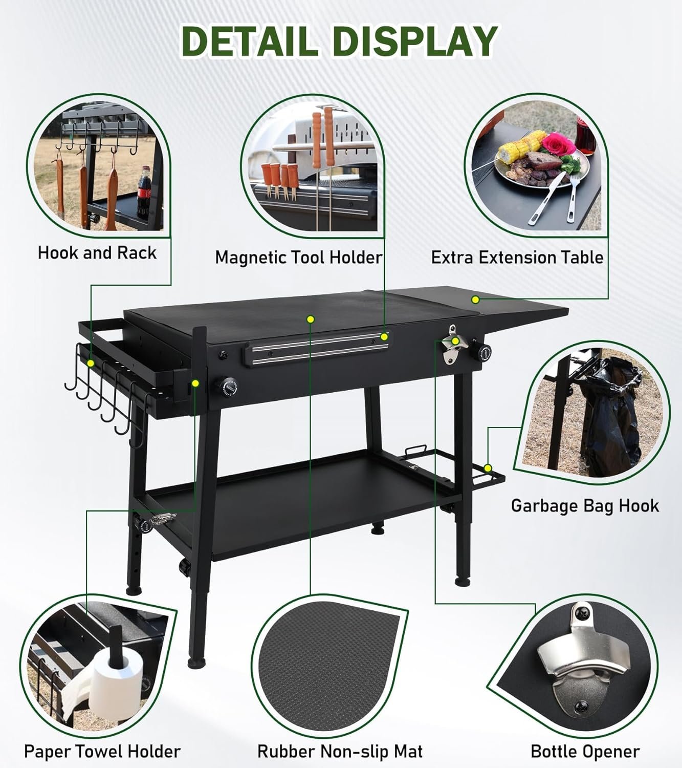 ELITEWILL Griddle Stand With Wheels Portable Outdoor Grill Table Fit for Blackstone 17 Inch Or 22 Inch Griddle Foldable Cart Table Suitable for Travel/Camping and Outdoor Meals - Image 4