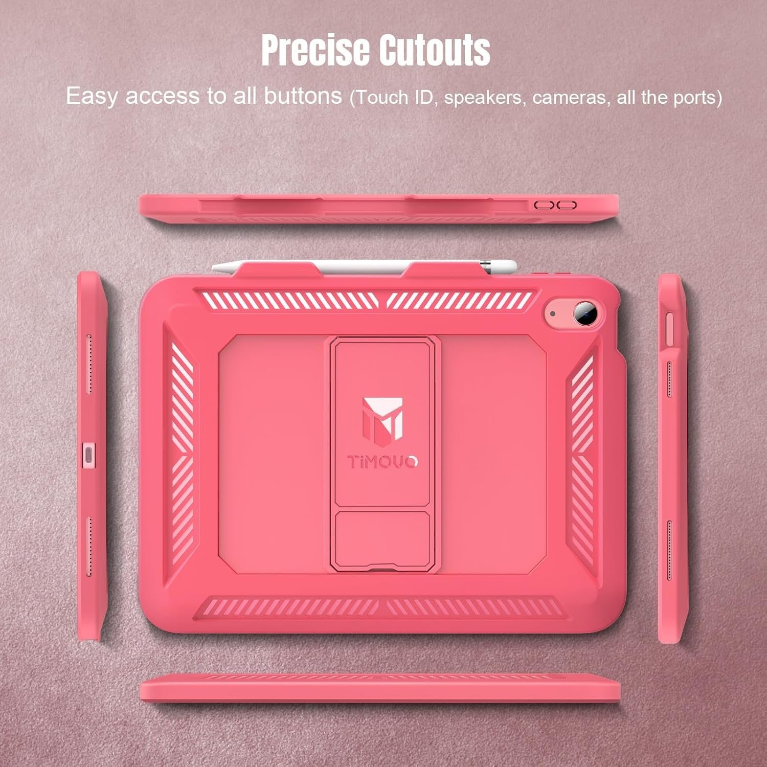 TiMOVO Case for iPad (A16) 11th Generation 11 Inch 2025, iPad 10th Generation Case 2022 with Screen Protector, Heavy Duty Shockproof Rugged Protective Cover, Watermelon Pink - Image 4