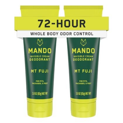 Mando Whole Body Deodorant For Men - Invisible Cream - 72 Hour Odor Control - Aluminum Free, Baking Soda Free, Skin Safe - 3 ounce (Pack of 2) - Mt Fuji